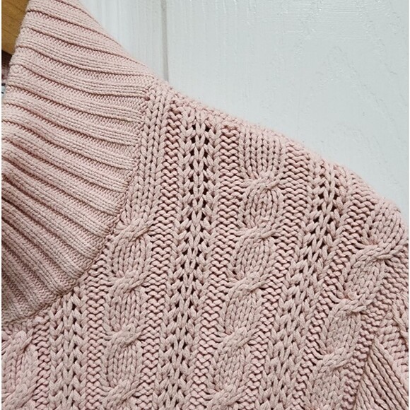 Storybook Knits Sweater Womens 2X Pink Cable Knit Cardigan Full Zip Rhinestones - Picture 5 of 14
